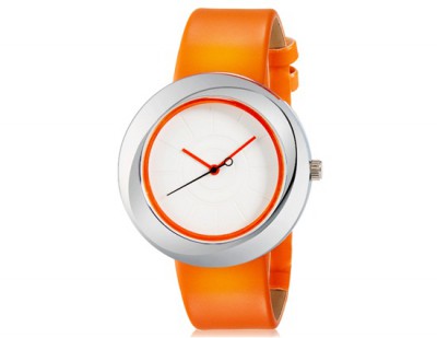 Modny damski zegarek analogowy z paskiem (biało pomarańczowy) (Zegarki damskie)